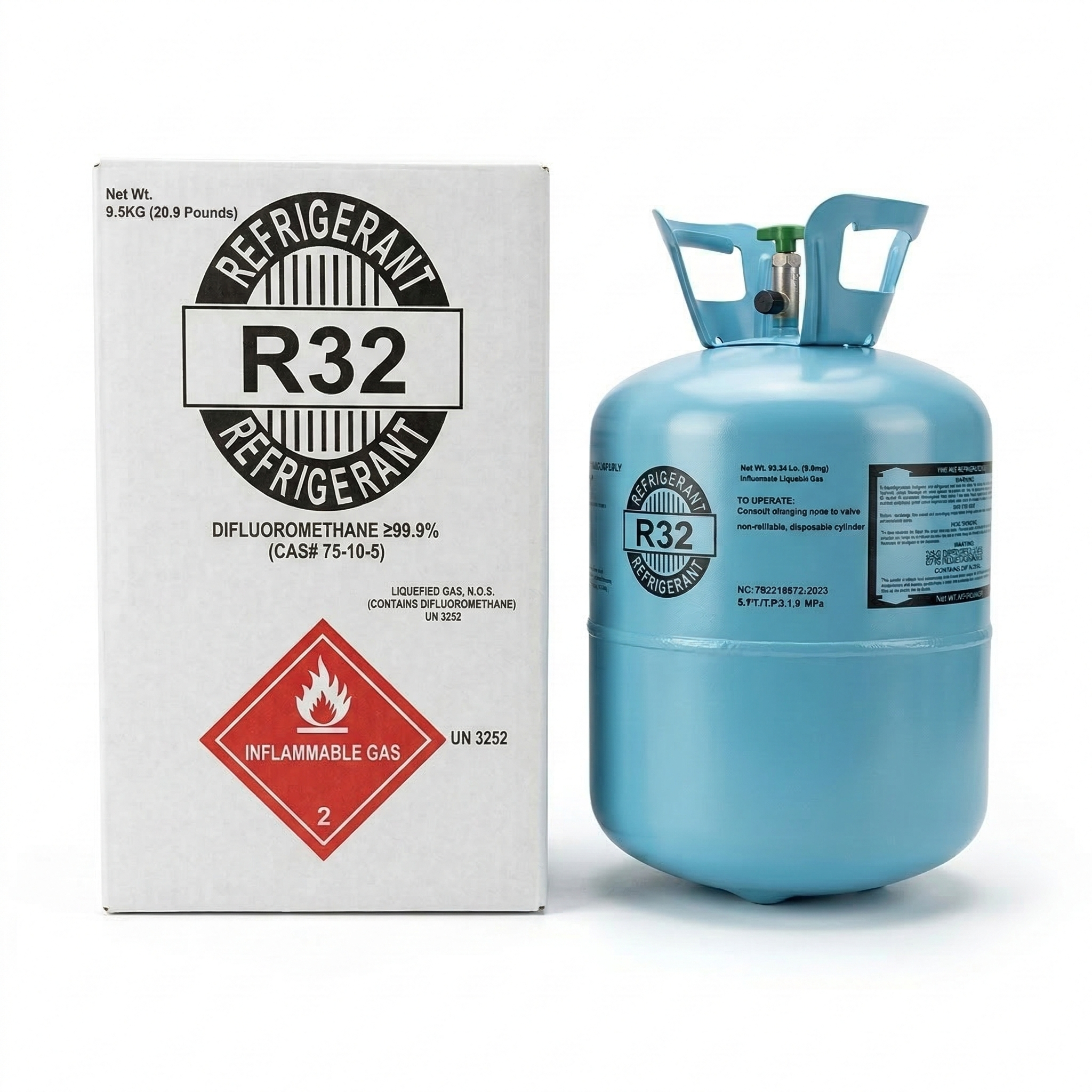R-32 20.9lb HVAC Refrigeration 100% Virgin New Factory Sealed Cylinder