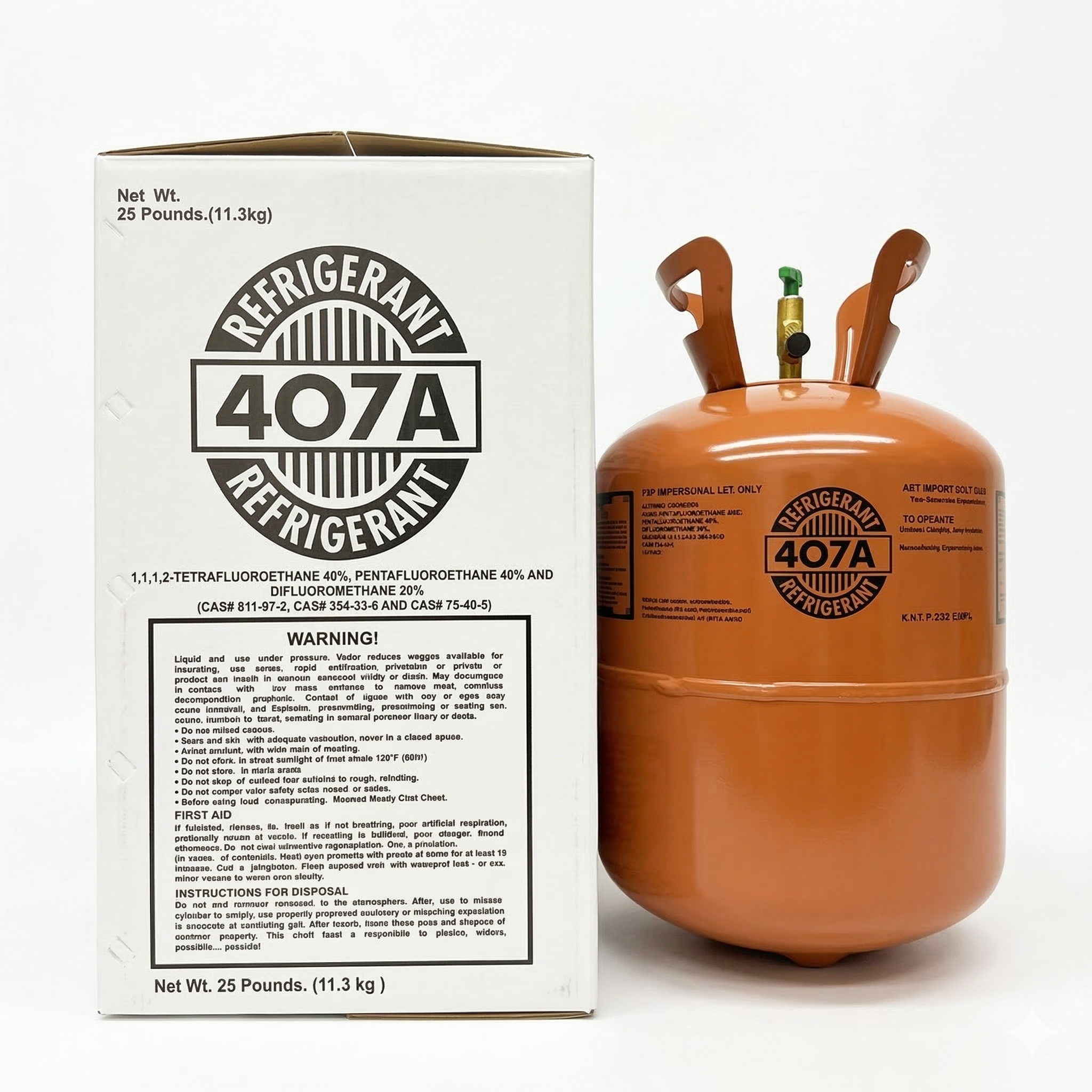R-407A 25lb HVAC Refrigeration 100% Virgin New Factory Sealed Cylinder