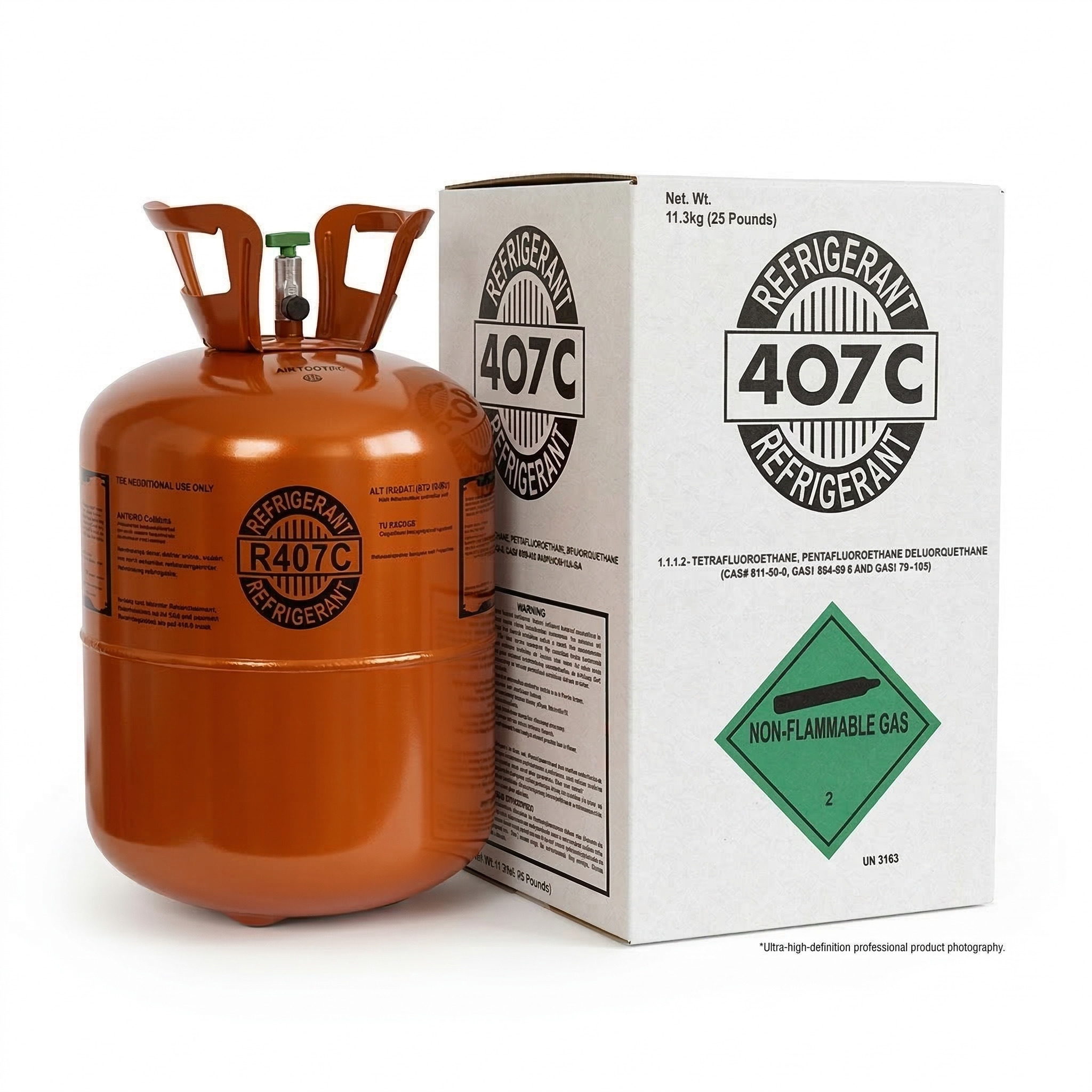 R-407C 25lb HVAC Refrigeration 100% Virgin New Factory Sealed Cylinder